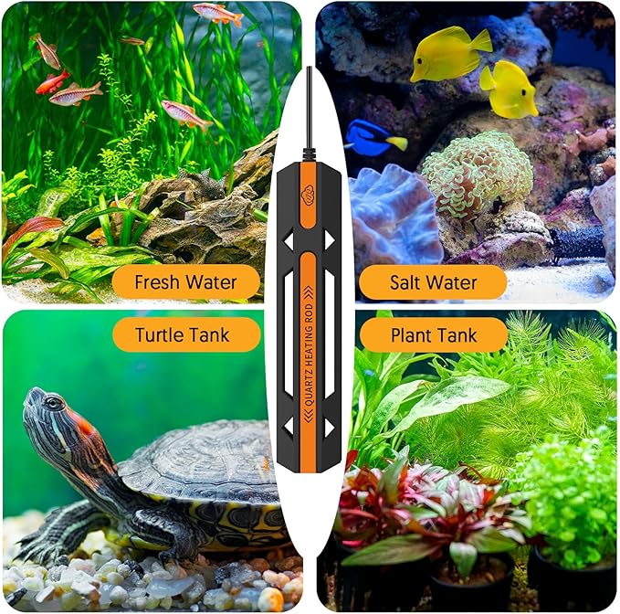 QZQ Aquarium Heater, 500W Fish Tank Heater with Temperature Controller, Leaving Water Automatically Stop Heating, Overheating Protection, Turtle Tank Heater for Freshwater & Saltwater