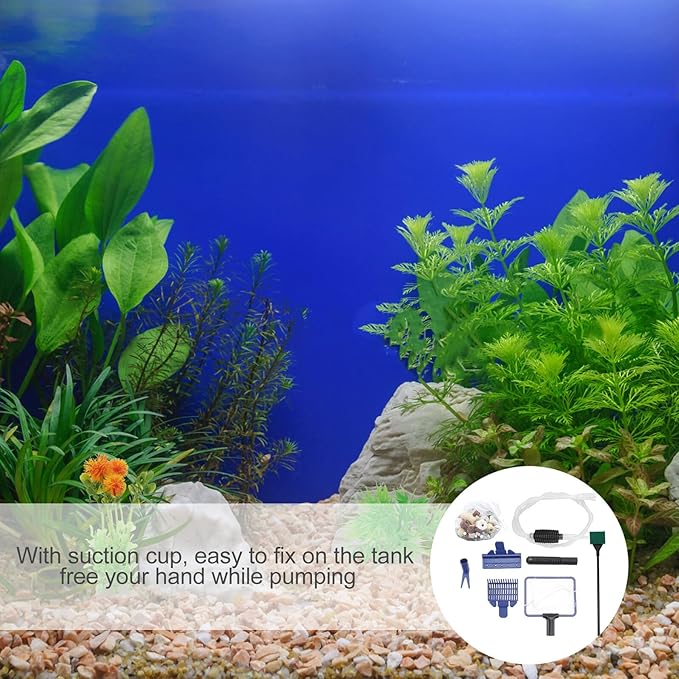 Beaupretty Aquarium Water Changer Siphon Cleaner Fish Tank Gravel Vacuum Sand Washing Tool with 12-in-1 Filter Media Set for Freshwater Tank Maintenance