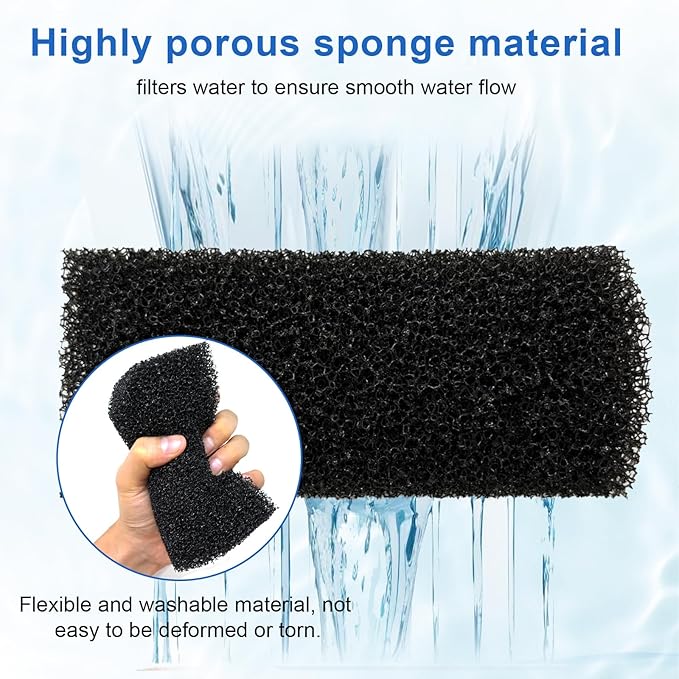 Aquarium Filter Sponge, Compatible with Penn-Plax Cascade 600 Filter, Provides Physical and Biological Filtration for Aquariums(2 Sponge)