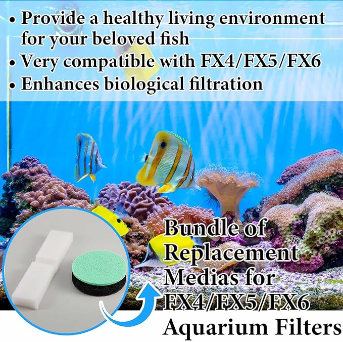 Threlaco 28 Pcs Aquarium Media Kit Compatible with Fluval Fx4/ Fx5/ Fx6 Filter, Carbon Foam Pad, Phosphate Remover Pads, Activated Carbon, Foam Block, Silicone Lube, Towels, Ceramic Ring, Mesh Bag