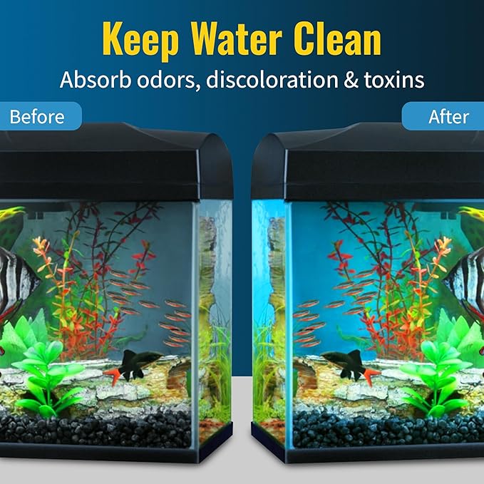 CFS – 10.5" x 72" Carbon Infused Filter Pad Media for Aquariums, Fish Tanks & Ponds – Cut to Fit Charcoal Filter Pads – Removes Odor, Impurities & Discoloration, Improves Water Clarity, Black - 1 Pack