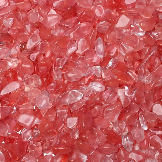 LAIDANLA Watermelon Red Crushed Stone Crystal Chips Bulk Natural Gemstones Healing Reiki Crystals Mini Quartz Vase Filler Aquarium Gravel 100g