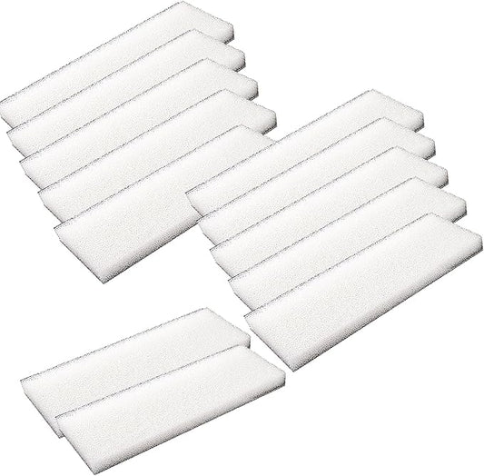 12 Pcs Aquarium Bio Sponge White Foam Filter Pads for Hagen Fluval 204, 205, 206, 304, 305, 306 (A-222) Filtration Systems
