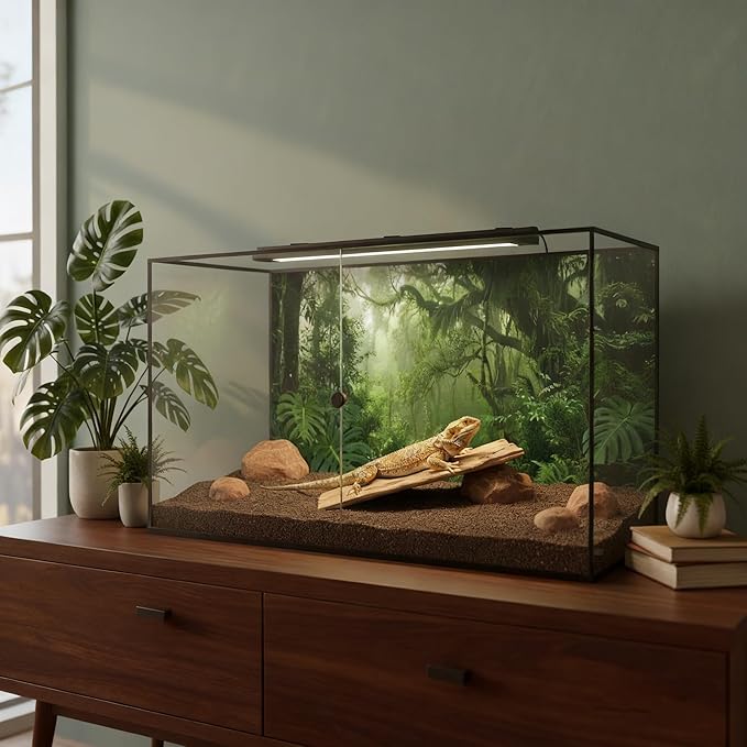 2 Pack Terrarium Background Cloth, 48x24 Inch Reptile Tank Background for Bearded Dragon & Leopard Gecko Tank Accessories, Polyester Aquarium Background with Desert & Forest Design