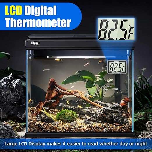 AQUANEAT Aquarium Thermometer, Fish Tank Thermometer, Aquarium Digital Temperature Gauge, with Large LCD Display (1 Pack)