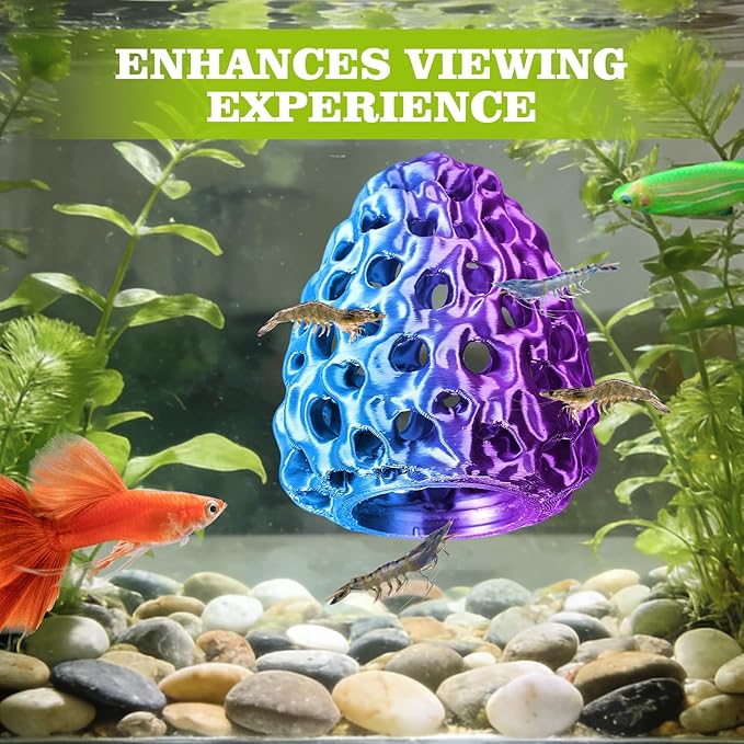 Shrimp Dome Hide, Shrimp Hides for Aquarium, Betta Fish Hideout with Suction Cup, Betta Habitat Tank Ornament Accessories, Aquarium Decor for Small Fish Guppy Hiding Resting (Blue Red)