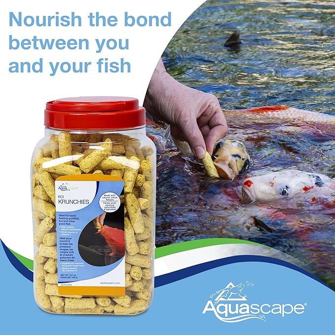 Aquascape Koi Krunchies Fish Food Large 1.1 lbs / 400 g for Hand Feeding in Pond Water Feature, 81000