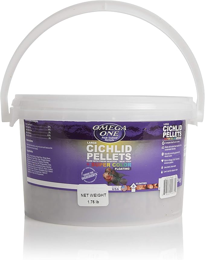 Omega One Super Color Floating Cichlid Pellets, Large, 1.75 lb x1