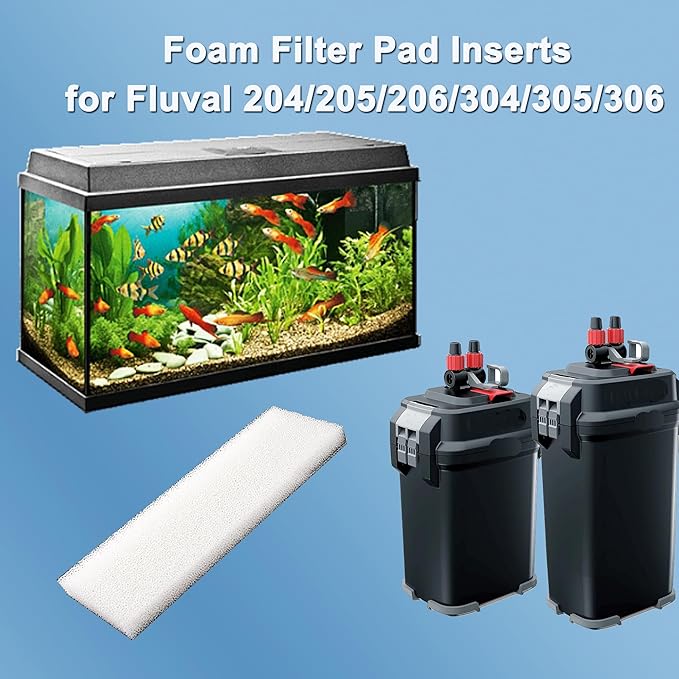 12 Pcs Aquarium Bio Sponge White Foam Filter Pads for Hagen Fluval 204, 205, 206, 304, 305, 306 (A-222) Filtration Systems
