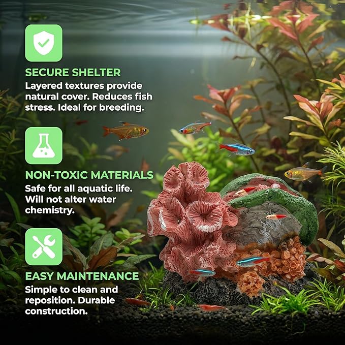 Aquarium Decor Resin Coral Fish Tank Decorations, Small Aquarium Hideout Ornament for Betta Shrimp Goldfish, Fish Tank Accessories Decorations Artificial Reef