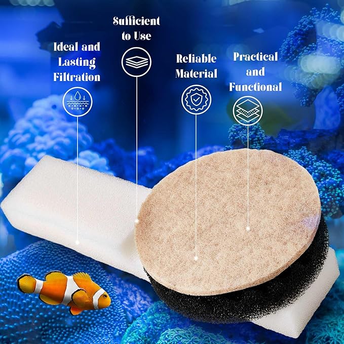 Threlaco 28 Pcs Aquarium Media Kit Compatible with Fluval Fx4/ Fx5/ Fx6 Filter, Carbon Foam Pad, Ammonia Remover Pads, Activated Carbon, Foam Block, Silicone Lube, Towels, Ceramic Ring, Mesh Bag