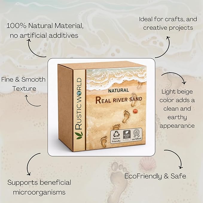 Natural Real River Sand – Fine Clean Natural Sand for Pooja, Aquariums, Terrariums, Crafts & Decoration – Pure Light Beige Sands Craft (805-1Kg River Sands)