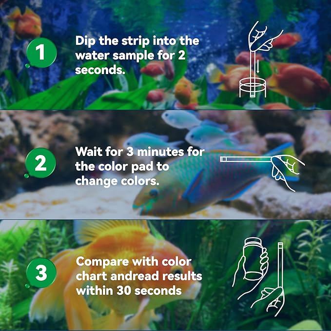 DIPSTIK Ammonia Test Strips for Fish Tank,Feshwater & Saltwater Aquarium Water Test Kit (50)