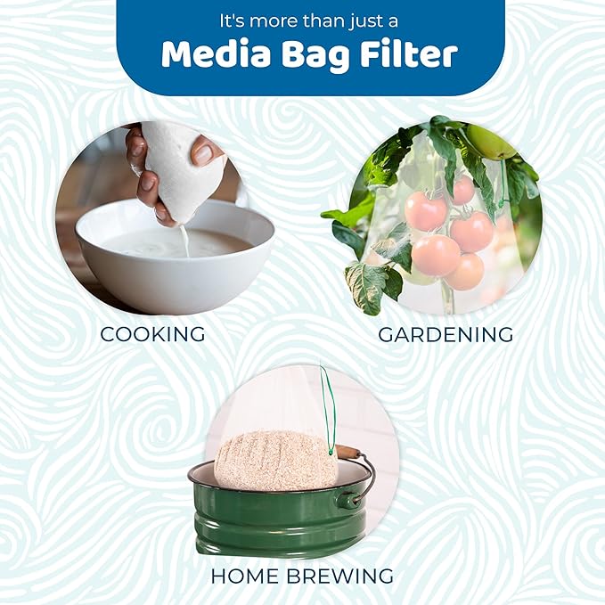 SunGrow Media Filter Bags, White Mesh Nylon Pouch for Holding Aquarium Active Carbon, Bio Rings, Straw for Chicken Nest, Lavender, Spices, Dried Flowers, 10 Pcs per Pack