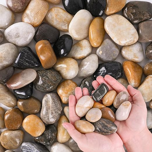 River Rocks for Plants 5.5 LB Small Decorative Pebbles 1"-1.5" Polished Stones Smooth Aquarium Gravel for Fish Tank Vases Indoor Planters Outdoor Landscaping Garden (88oz)