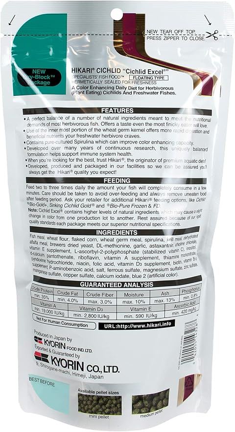 Hikari 2-Ounce Cichlid Excel Floating Pellets for Pets, Mini