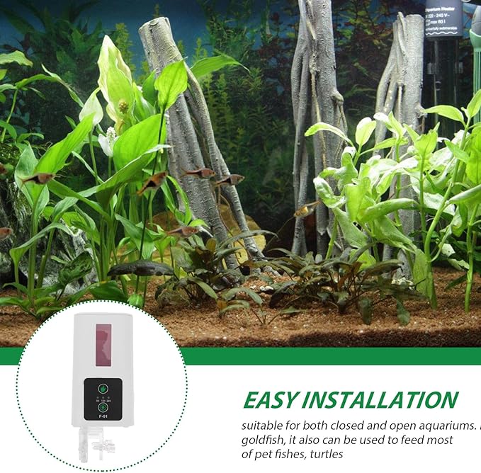 MERRYHAPY Automatic Fish Feeder with Timer for Aquarium and Turtle, Food Dispenser for Fish Tank Feeding Supply, Convenient Automatic Aquarium Feeding Device for Vacation and Daily Use