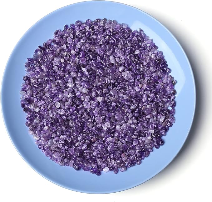 LAIDANLA Amethyst Crushed Stone Crystal Chips Bulk Natural Gemstones Healing Reiki Crystals Mini Quartz Vase Filler Aquarium Gravel 100g