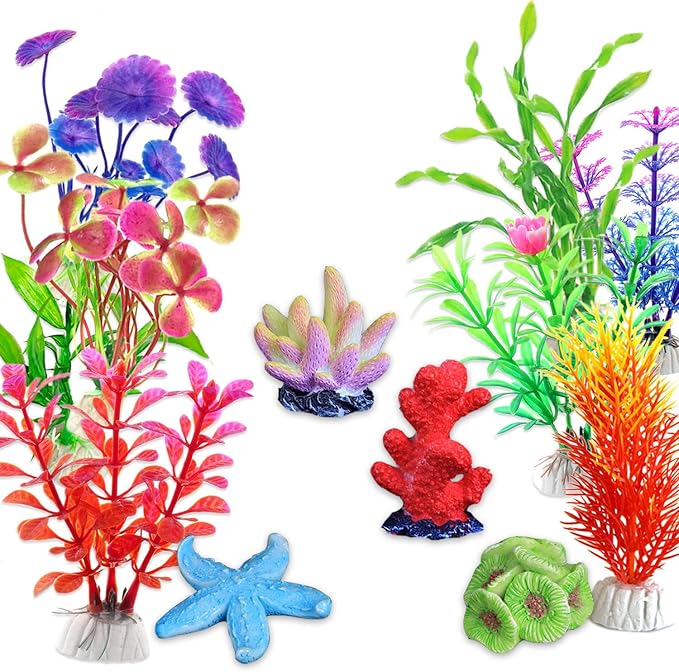 Artificial Aquarium Plants, 12pcs, Coral, Seaweed Water Plants, Fish Tank Lifelike Decorations, for Household and Office
