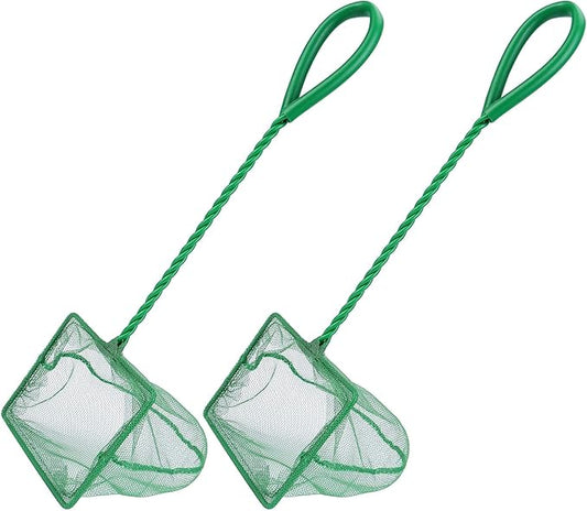 Mogoko 2 Pack Aquarium Net Fish Net, Small Net, Multi-Size Fine Mesh Aquarium Net with Long Plastic Handle for Fish Tank