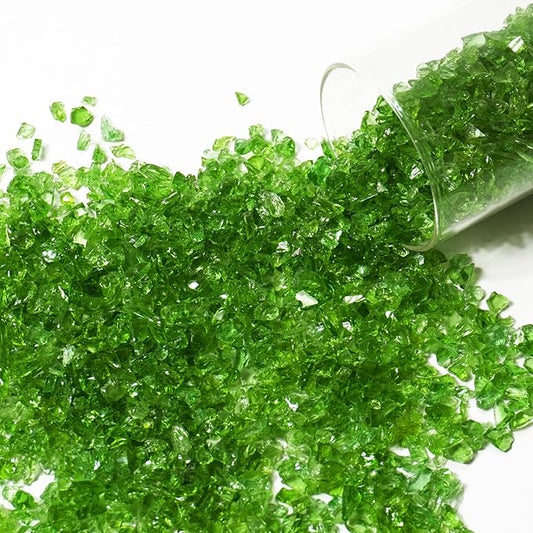 1 Lb Green,Small Crushed Sea Glass,Broken Piece Granules Crafts,Irregular Sea Glass for Vase Fillers Candle Holder Sand Pebbles,Succulent Terrarium Decor,Aquarium,Fish Turtle Tank Decorations