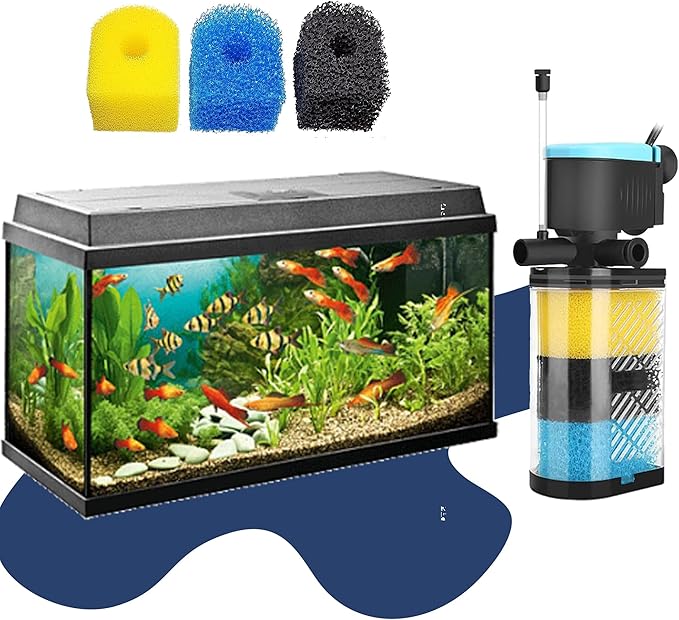 Aquarium Filter Replacement Sponge, Fish Tank Filter Replacement Parts, Including 2 x Coarse Sponge, 2 x Fine Sponge & 4 x Black Sponge