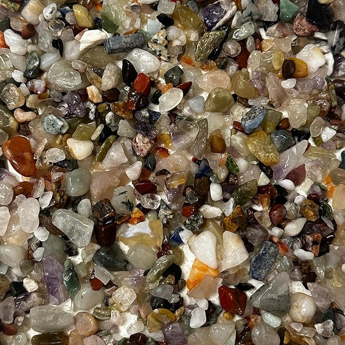 WireJewelry Gemstones of The World Chips, 1/2 Lb Mix - Polished Crystal Chips for Jewelry Making, Home Decor, Vase Filler, Reiki & Chakra Healing