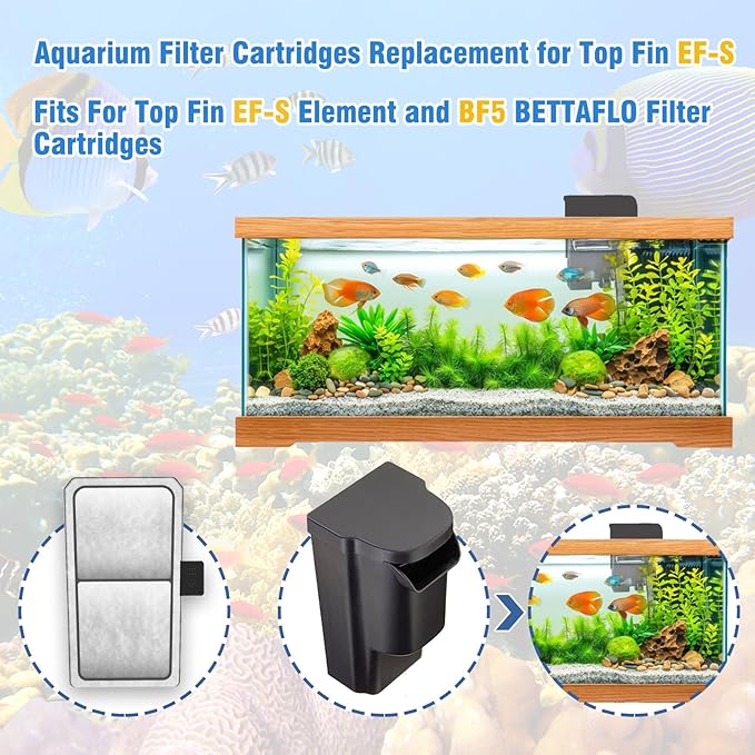 12-Pack Fish Tank Aquarium Filter Cartridge Replacements for Top Fin EF-S Element and BF5 BETTAFLO
