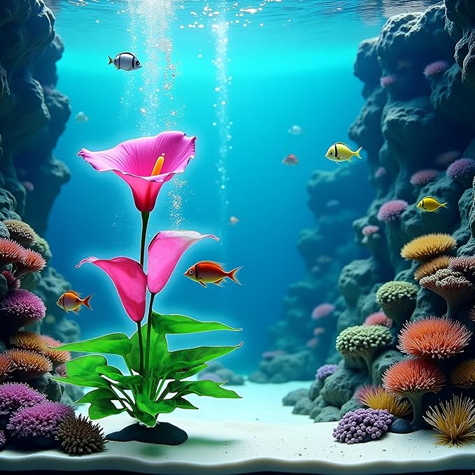 Flower Aquarium Decoration Artificial Aquatic Plant Waterweed Craft Silk Plastic Plants ,Artificial Fish Tank Decorations,Used for Household and Office Simulation Hydroponic ,Aquarium Plants