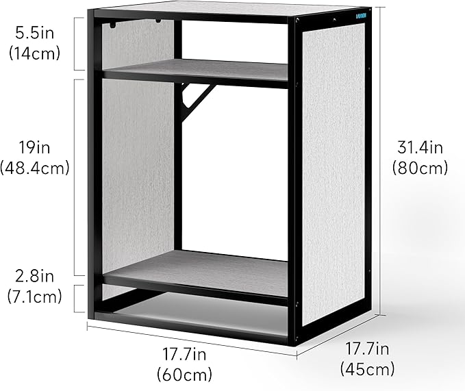 LANDEN Washed Oak Wood Metal Frame Stand, Three-Shelf for Fish Tanks up to 30 Gal, CLX60-60X45X80cm (23.6x17.7x31.49 in), for Fish Tanks and Reptile Terrariums, Home & Office Use