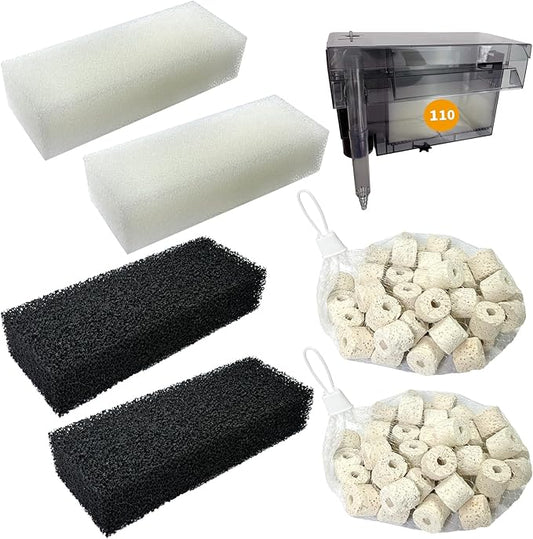 2 Set of Three-Stage Filtration Tank Filter Maintenance Kit, Replacement for AquaClear 110 Power Filter, Fish Tank Filter for 60- to 110-Gallon Aquariums