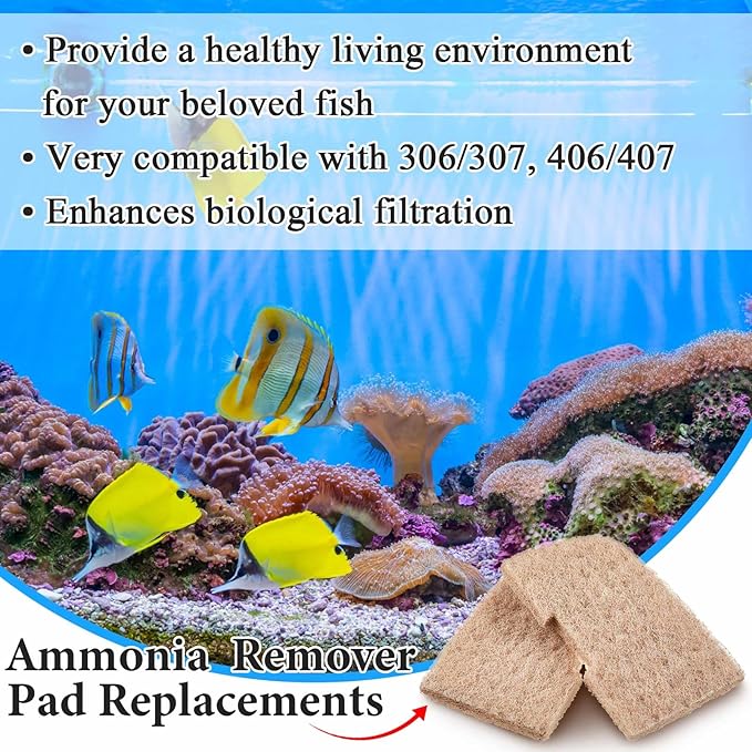Threlaco 1 Pack Ammonia Remover Pads Compatible with Fluval 307/407/306/406, Aquarium Filter Replacement Pads for Fish Tank