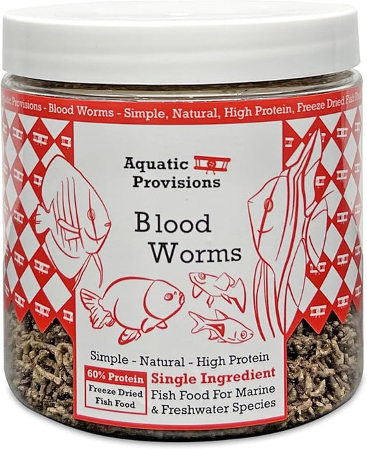Blood Worms 1.5 oz, Freeze Dried Fish Food for Freshwater and Marine Aquarium Species