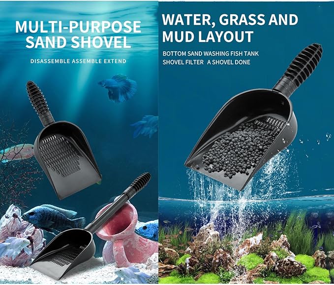 Multiuse Gravels Strainer Sand Shovel Fishtanks Tool Set Pet Supply Ergonomic Handle Kits Pet Aquariums Shovel
