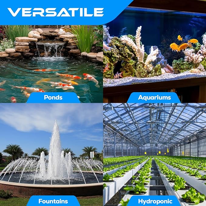 634 GPH Amphibious Submersible and Inline Water Pump - For Aquarium, Pond, Hydroponics, Fountain with Ceramic Shaft, 6.39 ft Lift, 35W - 2 Pack