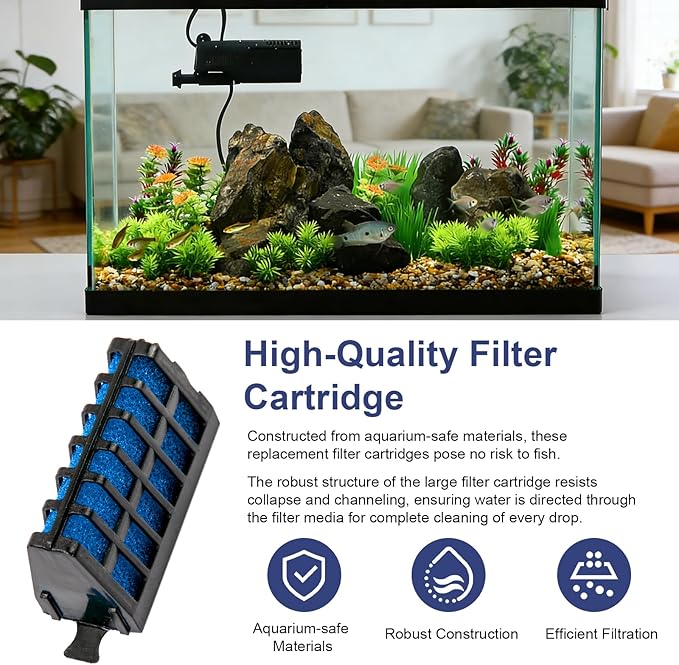 Large Filter Cartridges Compatible with Aqueon Quietflow Internal Power Filters AT30 and AT40, Fish Tank Filter Cartridge Replacement for Aquarium Freshwater Saltwater Fish Turtle, 4 Pack
