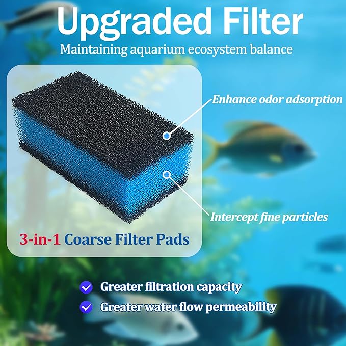 NEWKE 17 Pack Upgraded Three-Stage Filtration Tank Filter for AquaClear 50 Power Filter, Maintenance Kit Replacement for Fish Tank Filter for 20- to 50-Gallon Aquariums
