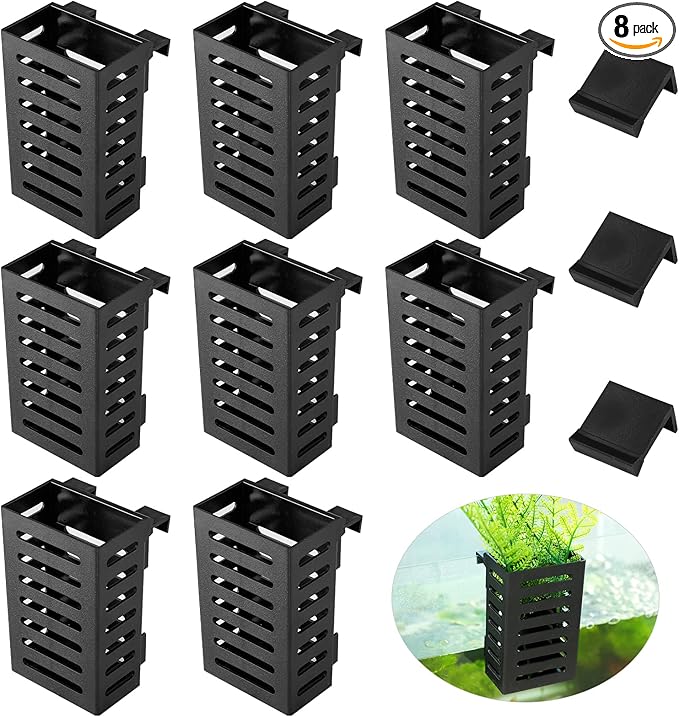 Dandat 8 Pcs Aquarium Plant Holder Hanging Aquarium Planter Cup with Different Size of Holder Aquatic Plant Pot Aquascape Decorations Accessories for Fish Tank