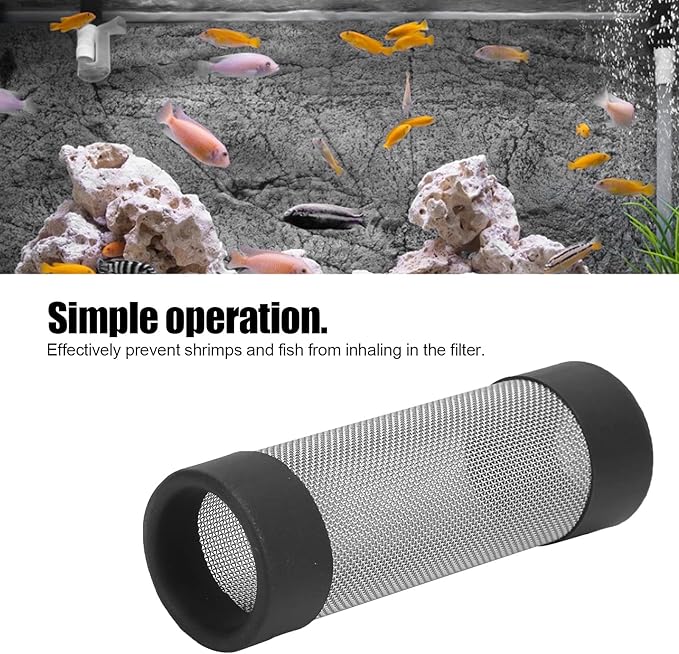 Aquarium Intake Filter Mesh Cover Fish Mesh Net Strainer Metal Pre Filter Tube Filter Accessory Stainless Steel Mesh Inflow Guard Intake Cover for Shrimp and Fish (Internal Diamete