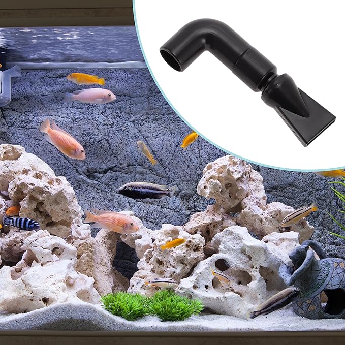 Aquarium Nozzle, Aquarium Pump Duckbill Nozzle, Plastic Fish Tank Duckbill Tube for Aquarium, 0.59" OD Water Inlet, Black