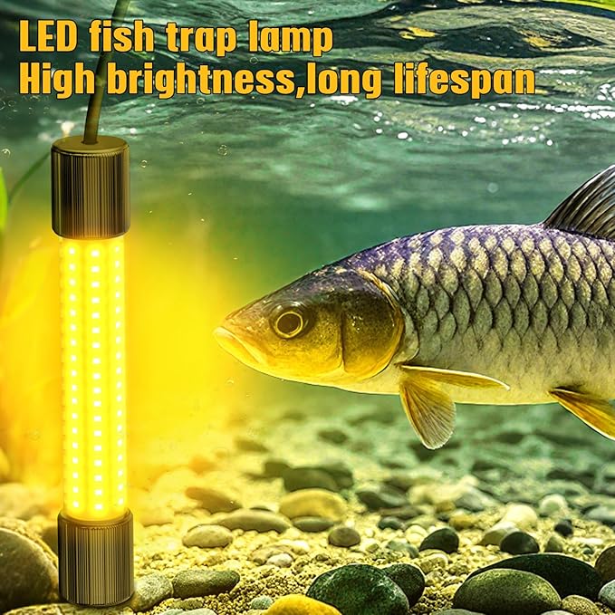 Underwater Fishing Warm Light Compatible with DeWalt 20V Battery,1300 Lumens, LED Light for IP68 Waterproof Submersible Fish Attracting, Night Fishing for Docks Boats or Kayaks(no Battery)