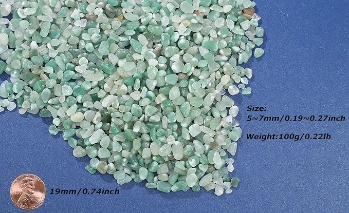LAIDANLA Green Aventurine Crushed Stone Crystal Chips Bulk Natural Gemstones Healing Reiki Crystals Mini Quartz Vase Filler Aquarium Gravel 100g