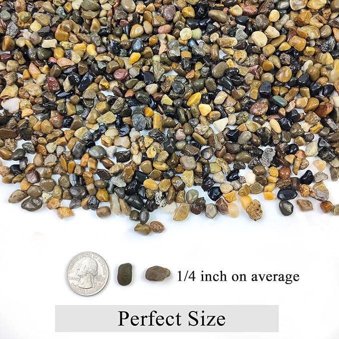 FANTIAN 5 lbs Aquarium Gravel, Pea Gravel for Fish Tank,1/4 Inch Decorative River Rocks for Aquarium Succulent Vase Plant Soil Cover and Outdoor Landscaping