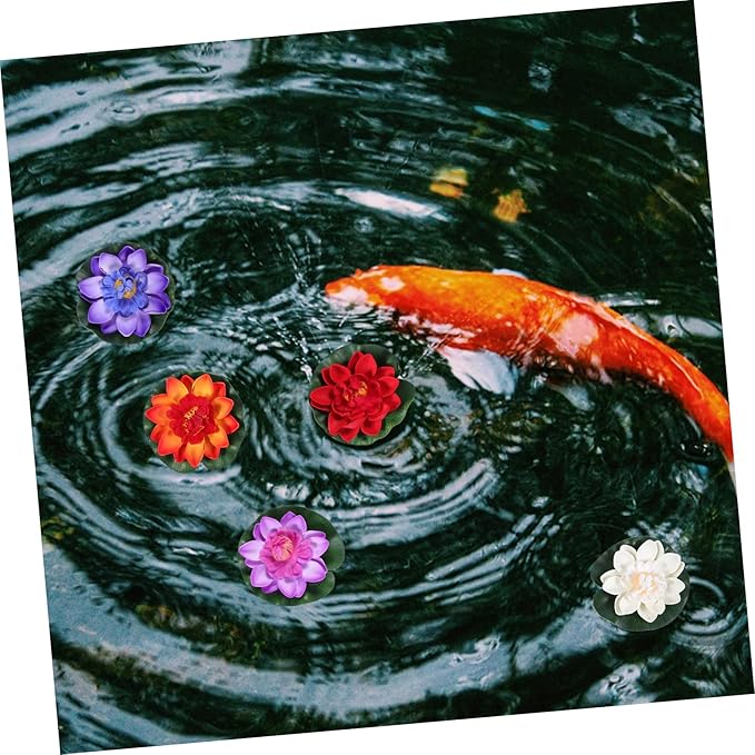 Happyyami 6pcs Artificial Lotus Goblincore Room Decor Indoor House Plants Plastic Aquarium Plants Bridal Lotus Leaves Decor Artificial Lily Pads Vivid Lotus Ornament Fish Tank Lotus Moss