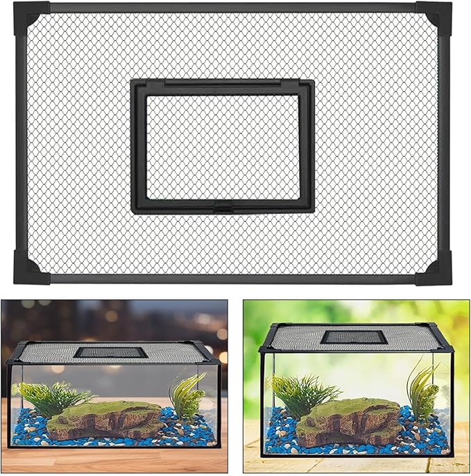 DIY Aquarium Hood with Jump Protection Mesh Cover for Tanks, 50x30cm