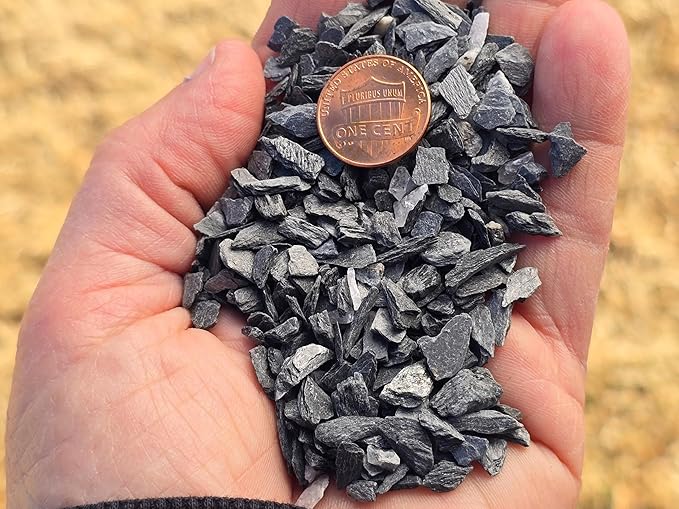 Small World Slate & Stone Aquarium Gravel - Natural Small Scale Substrate for Aquascaping Planted, Freshwater and Saltwater Tanks - Deep Grey/Black- Size 1/8"-1/4" (6 lbs)