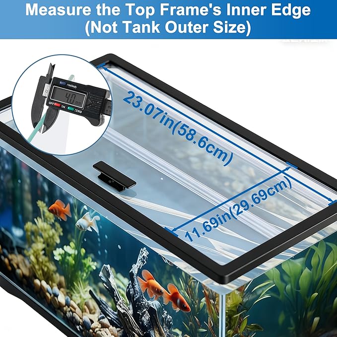 23.07×11.69×0.16 in Aquarium Lid Glass Canopy, Clear Tempered Glass Aquarium Fish Tank Hoods, Fits for 15/20/ 55-Gallon Fish Tank