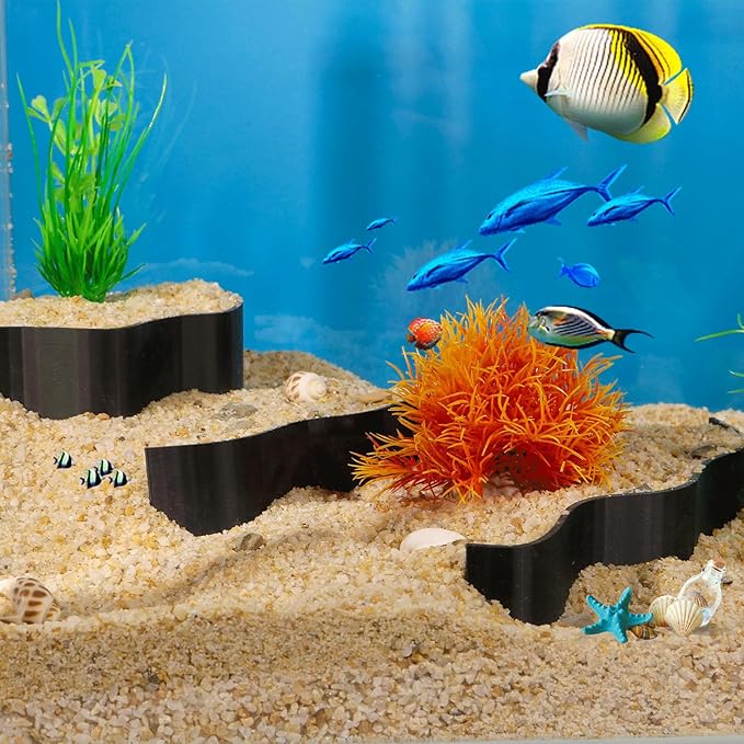 Fish Tank Sand Accumulation Decoration Aquarium Gravel Landscaping Decoration Under Gravel Viewing Playing Decoration for Fish,Shrimp and Other Aquatic Animals (Black,Style 4)