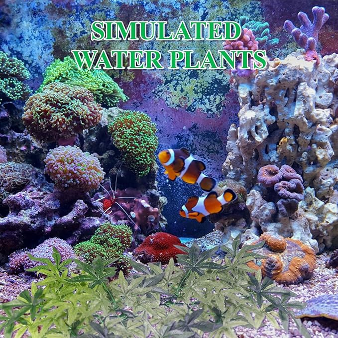 Aquarium Reptile Plants Artificial Plastic Leaves Hanging Silk Terrarium Plant with Suction Cups,Simulation Landscape Decorations for Bearded Dragons,Lizards,Geckos,Snake