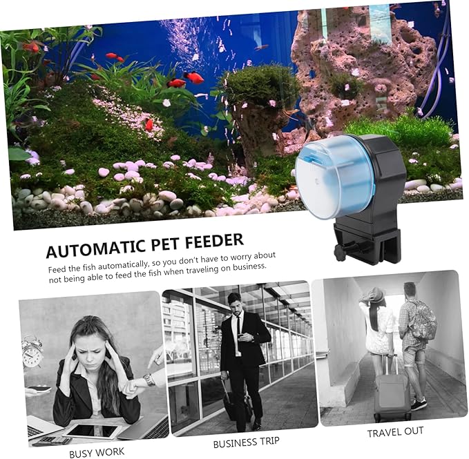 COLLBATH Automatic Fish Feeder for Aquarium Set Intelligent Feeding for